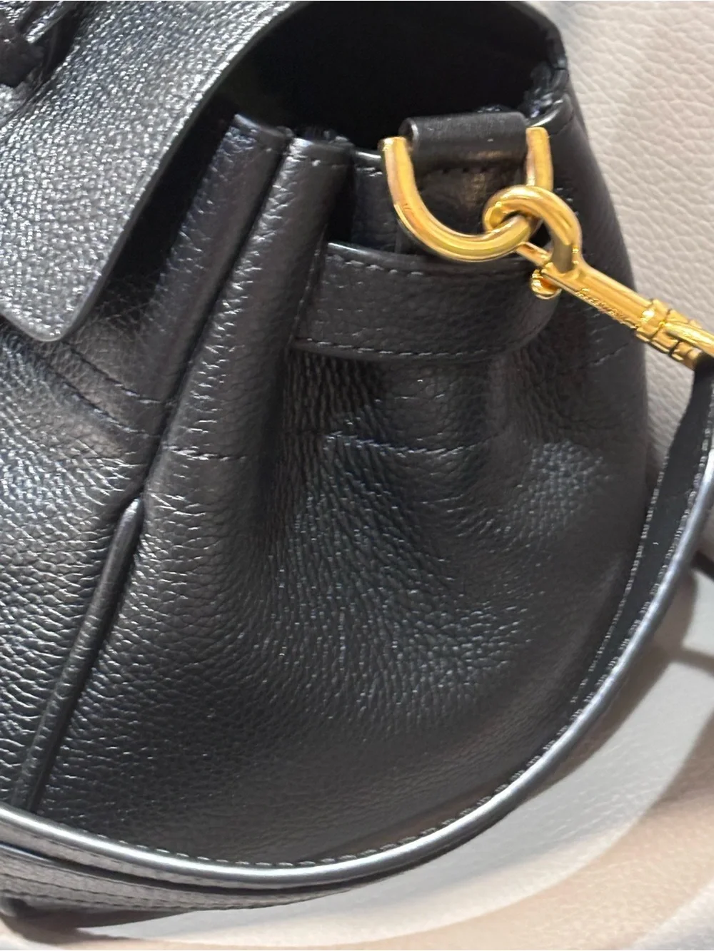 Mulberry Black Pebbled Leather Satchel with Gold Hardware and Strap